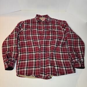 Wrangler Fleece-Lined Plaid Flannel Jacket Men's L Red